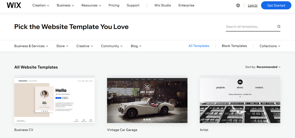 Wix website templates